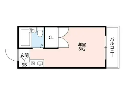 ユキ千里山西(ワンルーム/2階)の間取り写真