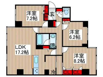 グリーンホームズ(3LDK/4階)の間取り写真
