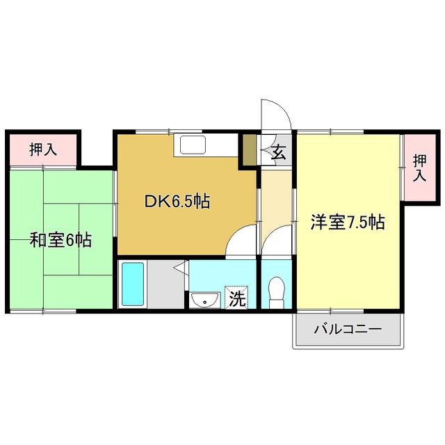 ハイツ西尾(2DK/1階)の間取り写真