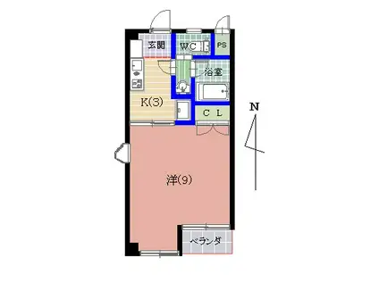 パークサイド成和(1K/1階)の間取り写真