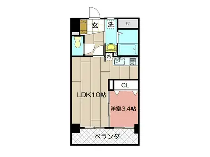 LE GRAND BLEU DEUX(1LDK/2階)の間取り写真