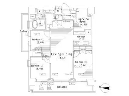 パークアクシス辰巳ステージ(3SLDK/4階)の間取り写真