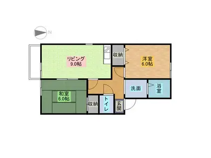 ニューセジュール林田(2DK/2階)の間取り写真