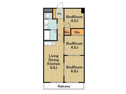 第2メゾンドール原宿(3LDK/3階)の間取り写真