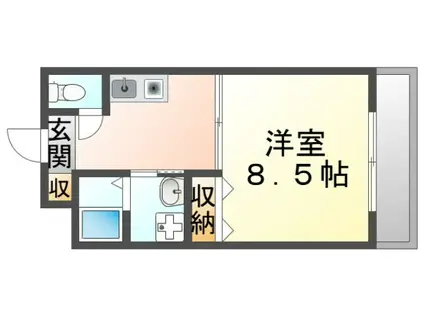 ヴィラほったII(1K/1階)の間取り写真