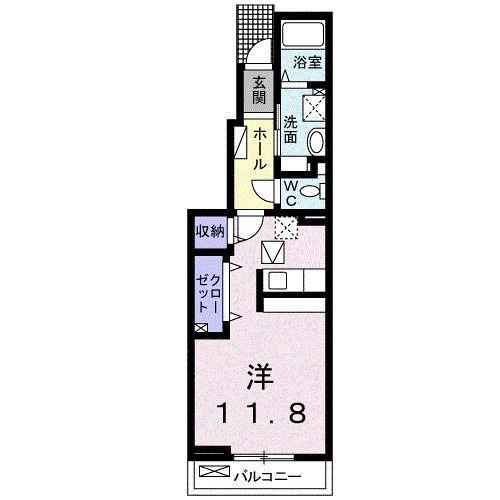 ヴァンベールII(ワンルーム/1階)の間取り写真