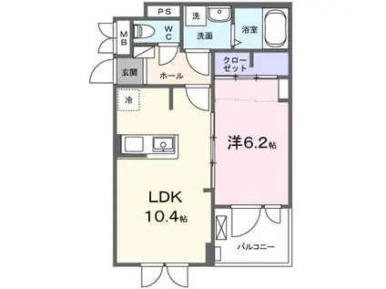 リ・ポワール(1LDK/2階)の間取り写真