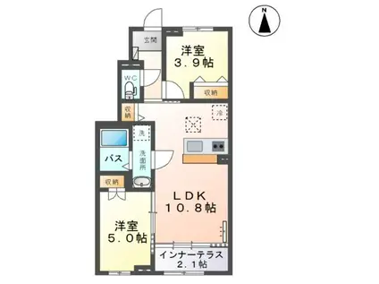 ボンヌール(2LDK/1階)の間取り写真