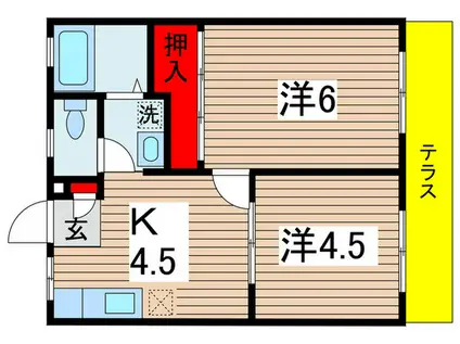宍倉ハイツ(2K/1階)の間取り写真