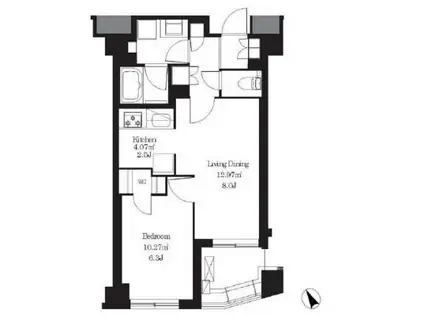 フレンシア田端南(1LDK/3階)の間取り写真