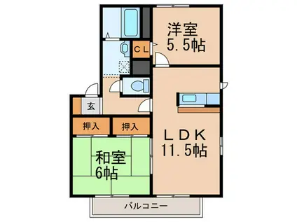 シーサイドハイツB棟(2LDK/1階)の間取り写真