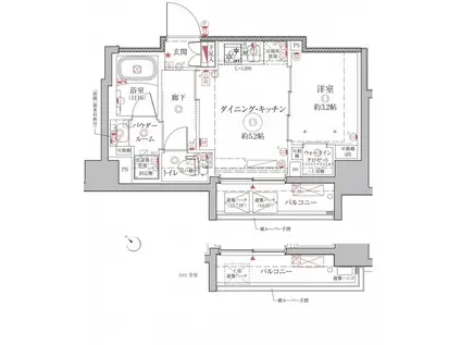 クレイシアIDZ王子アーバンヒルズ(1DK/9階)の間取り写真