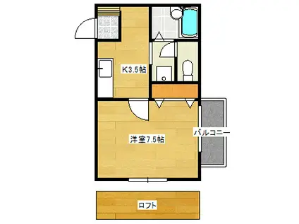 サンシャインコート志免B(1K/2階)の間取り写真