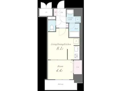 ロータス・ガーデン城南(1LDK/4階)の間取り写真