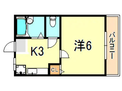 ベルデュウラIII(1K/1階)の間取り写真