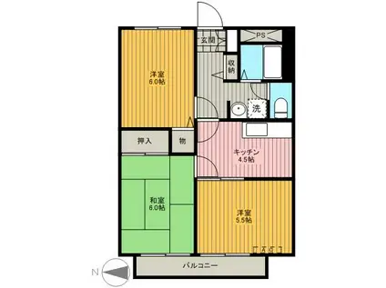 メゾンド・フジ(3K/3階)の間取り写真