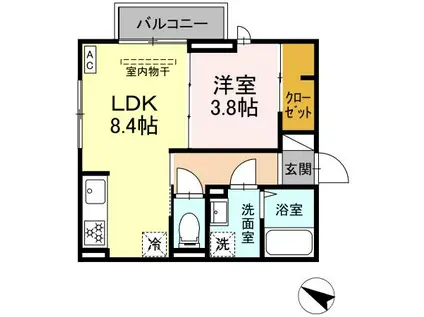 ロイヤルステージ西持田町 B棟(1LDK/2階)の間取り写真