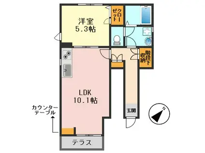 ゴールドII(1LDK/1階)の間取り写真