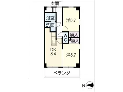 AMBER HOUSE(2DK/4階)の間取り写真