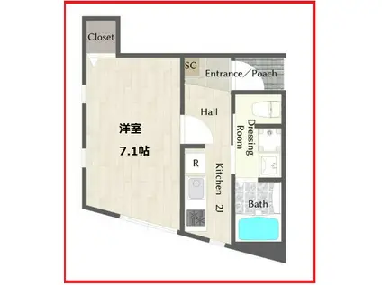 ヴィレッタプルマス(1K/1階)の間取り写真