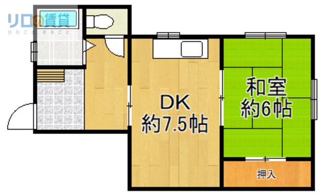 緑荘(1DK/1階)の間取り写真