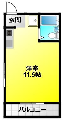 PERAコーポ(ワンルーム/1階)の間取り写真
