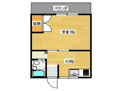 マンション紫光(1DK/1階)の間取り写真