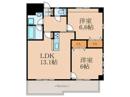 ニューガイアソラーレ下石田(2LDK/1階)の間取り写真