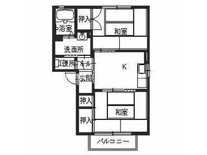 グランデール(2K/2階)の間取り写真