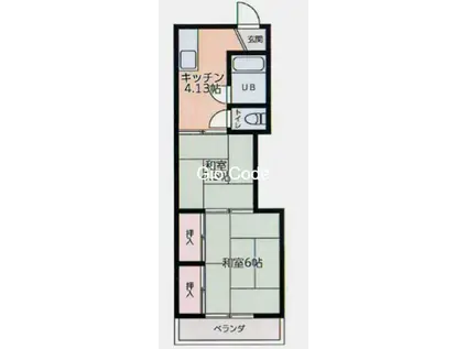 ハイツジュエル(2K/1階)の間取り写真