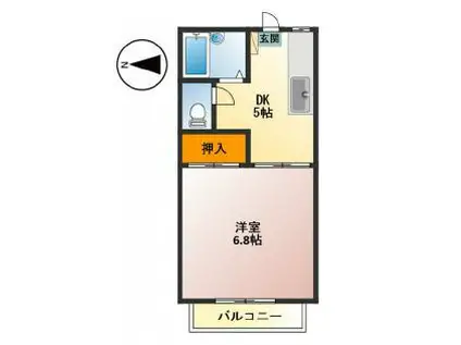 カサ・アレグレ(1DK/1階)の間取り写真