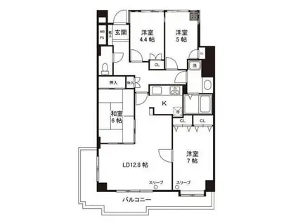 コスモ南柏(4LDK/2階)の間取り写真