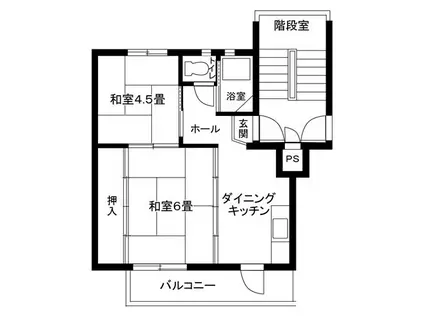 南平台 1号棟(2DK/4階)の間取り写真