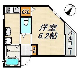 グランメール梅ヶ香町ANNEX(1K/2階)の間取り写真