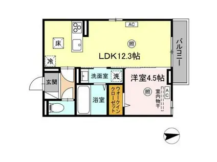 フェリーチェ亀山 B棟(1LDK/2階)の間取り写真