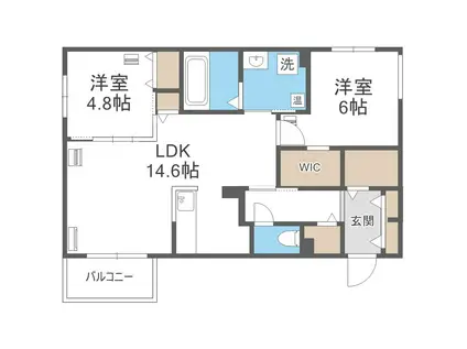 エフュート北円山(2LDK/4階)の間取り写真