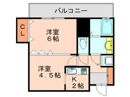 ステイツ博多駅南(2K/2階)の間取り写真