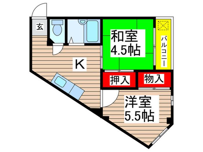 櫻井ビル(2K/2階)の間取り写真