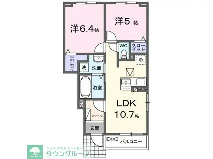 アリヴィオI(2LDK/1階)の間取り写真