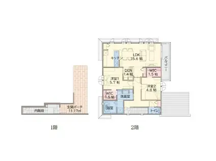 千代町小路レジデンスE(2SLDK/2階)の間取り写真