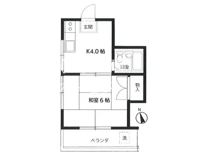 プラザ生水(1K/2階)の間取り写真