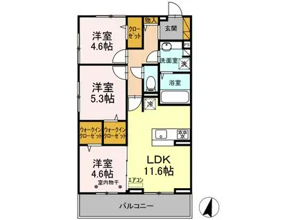 グレイス(3LDK/2階)の間取り写真