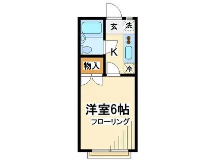 12クレイドル(1K/1階)の間取り写真