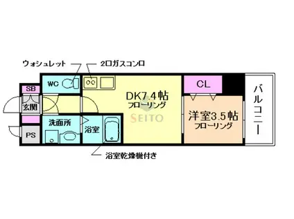 レオンコンフォート新大阪ウインズ(1DK/3階)の間取り写真