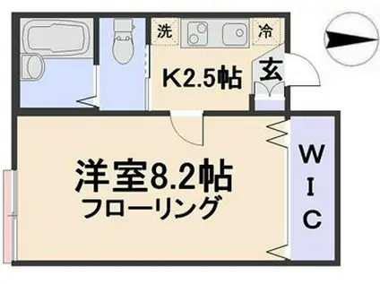 グリーンハウス(1K/1階)の間取り写真