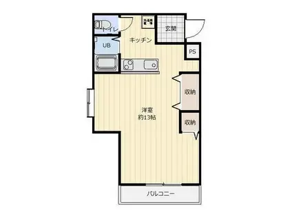 エレガンス大供(1K/1階)の間取り写真