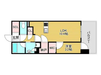 クレアホームズフラン天王寺(1LDK/13階)の間取り写真