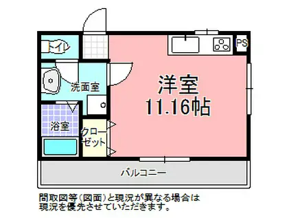 インパクト(ワンルーム/1階)の間取り写真
