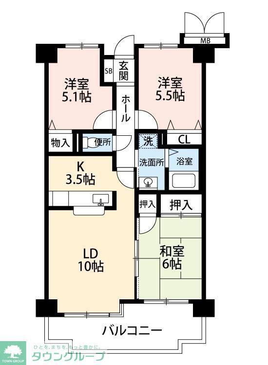大新ヒルズ(3LDK/3階)の間取り写真