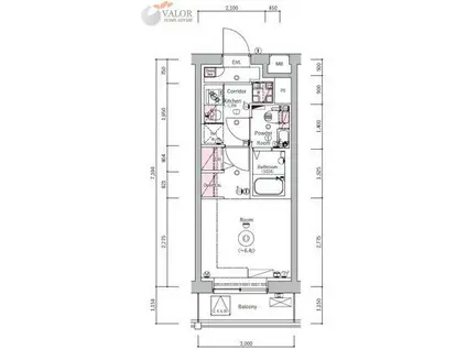 SYNEX YOKOHAMA-SHINMMACHI(1K/2階)の間取り写真